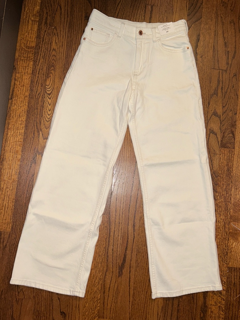 H&M Off-White Loose Fit Jeans